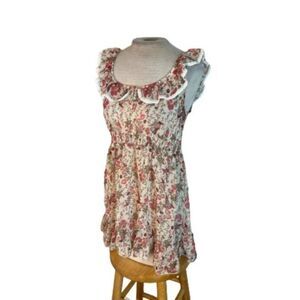 Rampage Floral Sheer Top Shirt Blouse Pink Cream XL Has a Flaw